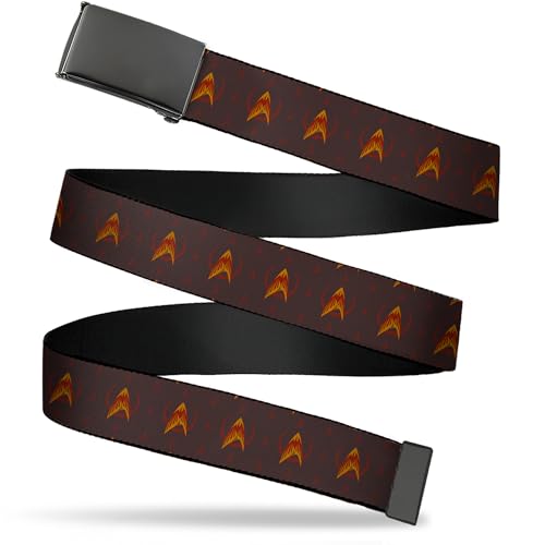 Buckle-Down Paramount Network Belt, Flip Web Belt Star Trek Starfleet Flying Phoenix Insignia Maroon Red Orange, 1.5 Inch Wide, Fits up to Size 42