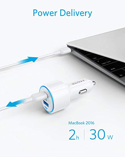 USB C Car Charger, Anker 49.5W PowerDrive Speed+ 2 Car Adapter with One 30W PD Port for MacBook Pro/Air, iPad Pro, iPhone 14 13 12 Pro Max, Galaxy