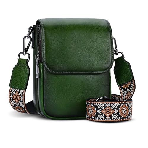 Image of HESHE Small Leather Crossbody Bag for Women RFID Phone Purse with Card Slot | Anti Theft,Genine Leather,Wide Adjustable Strap,Multi-Pocket Fits 6.9 inch Phone Trendy Shoulder Cross Body Bag for Daily,Travel