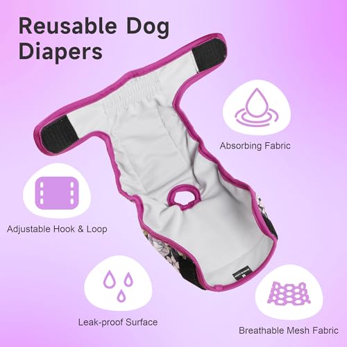 Image of Washable Dog Diapers (3 Pack), Reusable Dog Diapers for Doggie Heat Period, Reusable Doggie Diaper for Female Dogs (Medium)