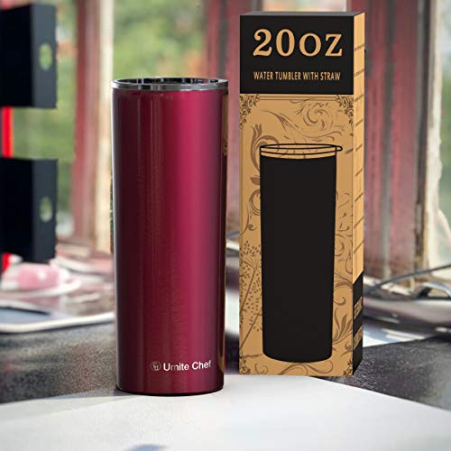 image for Umite Chef Straw Tumbler Skinny Travel Tumbler with Lid, Vacuum Insula