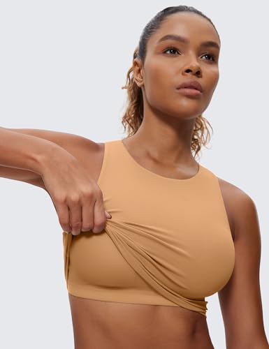 Image of CRZ YOGA Butterluxe High Neck Crop Tank Tops | Light Support, Removable Pads, Yoga, Extremely Soft, Racerback, Longline Sports Bras for Women