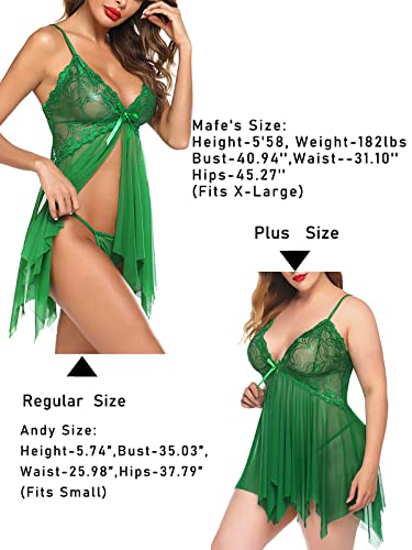 Avidlove Green Christmas Lingerie For Women Santa Clause Lingerie Negligee Babydoll #TOP4