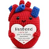 OCCdesign Mini Gifts for Husband from Wife Women Birthday Handmade Inspirational Crochet Heart for Him Wedding Anniversary Valentines Romantic I Love You Gift Cute Decor for Couple Hubby Spouse