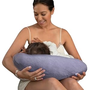 Pharmedoc Nursing Pillow for Breastfeeding – Breast Feeding Pillows for Mom – Bottle Feeding – Support for Mom and Baby – Pregnancy Maternity Pillows, Baby Shower Must Haves – Grey Cooling Cover