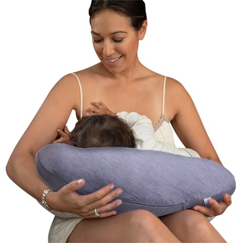 Pharmedoc Nursing Pillow for Breastfeeding – Breast Feeding Pillows for Mom – Bottle Feeding – Support for Mom and Baby – Pregnancy Maternity Pillows, Baby Shower Must Haves – Grey Cooling Cover