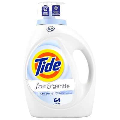 Tide Free & Gentle Liquid Laundry Detergent, 64 Loads, 84 fl oz, Tide Laundry Detergent, Clean Laundry Detergent