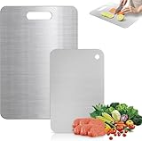 sengcengs 2 Stück Schneidebrett Edelstahl, Titan Schneidebrett, Edelstahl...