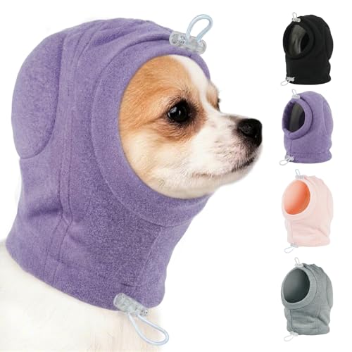 Image of MIGOHI Small Anti-Slip Dog Ear Cover - Hematoma Ear Wraps for Dogs, Head Wrap for Thunderstorm, Fireworks,Bath, Sound Reducing Ear Padding & Keep Warm for Small Dog,M,Purple