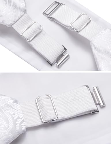 Image of Barry.Wang Men Silk Paisley Cummerbund and Pre-tied Bowtie Handkerchief Cufflink Set for Tuxedo
