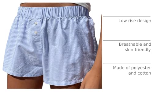 Image of Y2k Plaid Shorts Cute Baggy Ginghem Boxer Shorts for Women Checked Lounge Pajama Bottom Preppy Sleep Pj Shorts