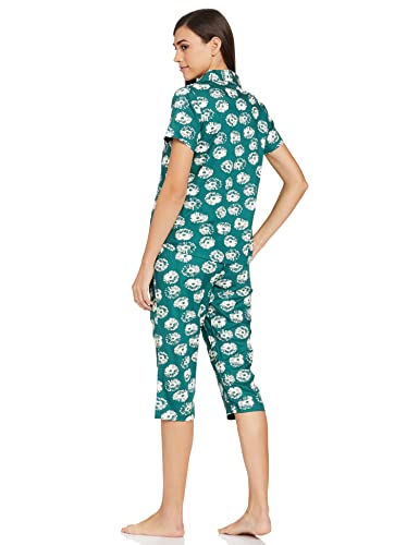 Image of Longies Women's Rayon Capri Nigh Suit Regular Set (LGRCSSYV001 Green030 2XL)