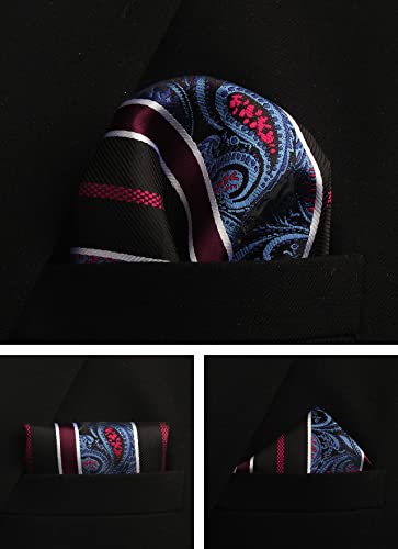 Image of Paisley Floral Mens Tie Formal Necktie Pocket Squares Ties Clips Cufflinks Classic for Men Set