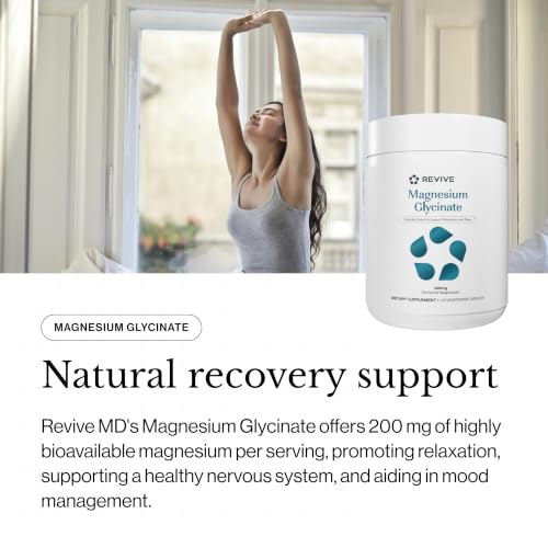 Image of Revive MD Pure Magnesium Glycinate - High Absorption Supplement for Relaxation, Stress Relief, Sleep & Memory Support - 120 Veg Capsules