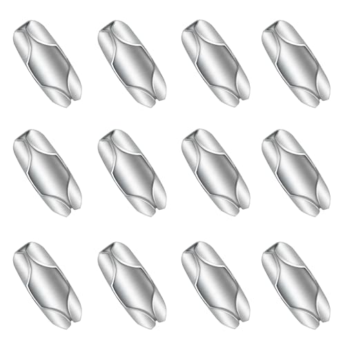 Mebamce 12 PCS Roller Blind Chain Connector Clips Replacement Window Beaded Pull Ball Chain Link Connector Shades Cord Fixer for 4.5 mm Roller, Roman, Vertical Blinds - Stainless Steel