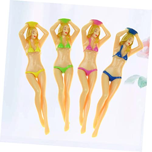 BIUDECO 4 Pcs Modelo De Biquíni Porta-unhas Bola De Plástico Camisetas Femininas Unhas De Golfe De D