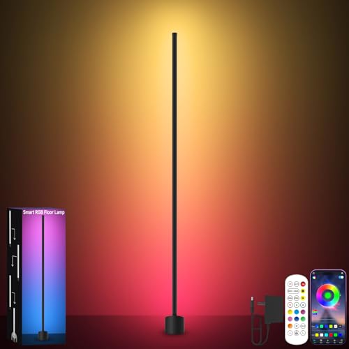 Tyute Corner Floor Lamp RGBICW LED Corner Lamp with 16 Million DIY Colors Music Sync 68+ Scenes Smart App & Remote Control Ambience Lighting for Bedroom Living Room Gaming Room