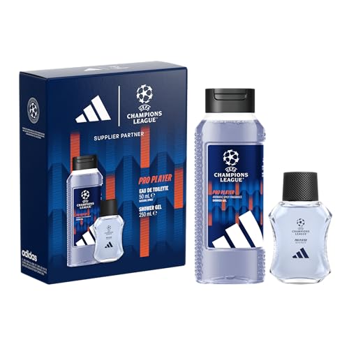 adidas, Cofanetto Regalo UEFA Champions League Pro Player, Eau de Toilette 50 ml e Docciaschiuma 250ml
