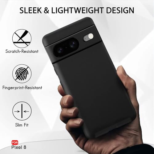 Image of TheGiftKart Sleek Back Cover Case for Google Pixel 8 | Slim Fit Protective Design | Ultra Matte Finish | Camera Protection Bump | Soft Silicon Case Cover for Pixel 8 (Silicone, Black)