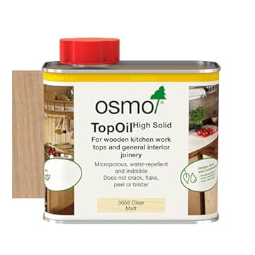 Osmo TopOil - High Solid Oil 3058, Clear Matt, 500ml - Durable Oil for Wooden Kitchen Surfaces, Water-Resistant & Food Safe, Wood Treatment & Wood Finish