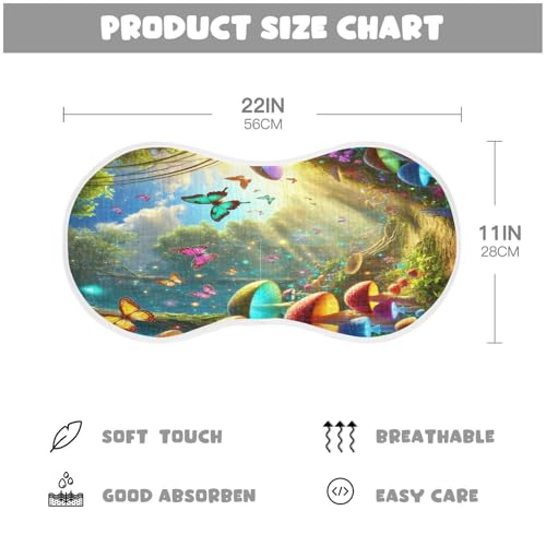 Butterfly Mushroom Yellow Baby Burp Cloths Absorbent Muslin Burp Cloths Soft Burp Cloth Burp Rags Cotton Burp Clothes for Girl Unisex Boy Newborn 1 Pack 22x11 Inches2