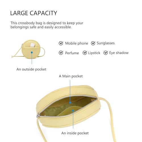 Image of Circle Crossbody Bag for Women NYLON Circle Purse with Zipper Adjustable Knot Shoulder Straps
