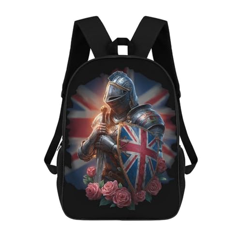 Knights British Flag Roses Unisex Backpack 17