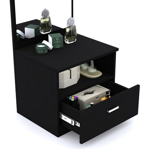 Image of MAMTA DECORATION Engineered Wood Dressing Table with Mirror & Storage Wooden Vanity Table for Bedroom, Living Room & Home Use (Wenge Black Finish)