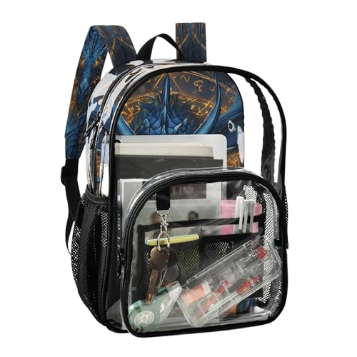 Dragon Magic Circle Clear Backpack Heavy Duty See Through Transparent PVC BookBag for Kids Boy Girl School Work2