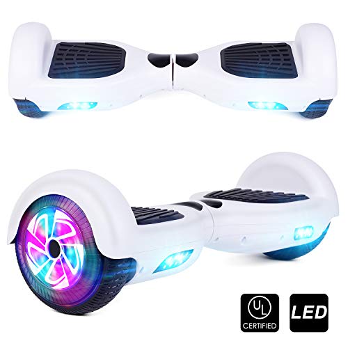 CBD Hoverboard for Kids, 6.5 Inch Two Wheel Hoverboard, Self Balancing Electric Scooter with LED Lights, UL2272 Certified (White)
