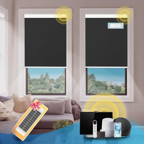 DENFOON Motorized Blinds with Remote,Thermal Electric Blinds【Solar Panel】,Customizable Automatic...