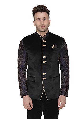 Image of WINTAGE Men's Jacquard Grandad Bandhgala Coat Nehru Modi Blazer : Multiple Colors