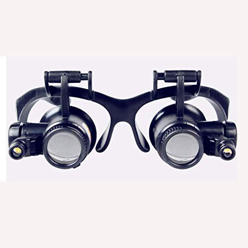 HUIBBGO Lupa de reparación para Montar en la Cabeza - Lupa de reparación de Gafas montada en la Cabeza Led con Luces Binoculares 8 Juegos de oculares