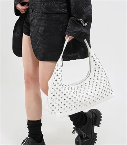 Slouchy Hobo Bags for Women Crescent Tote Bag for Women Studded Rivet Underarm Purse Shoulder Handbag Top Handle Bag 20254