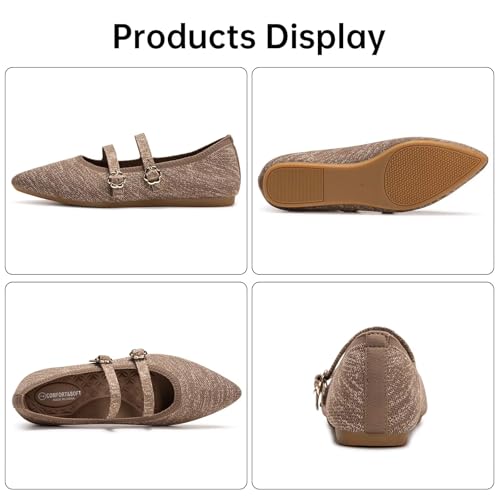 bejinash women39s mary jane flat dressy knitted shoes with double adjustable strap ballets comfortable for work pointed toe flats shoes for women
