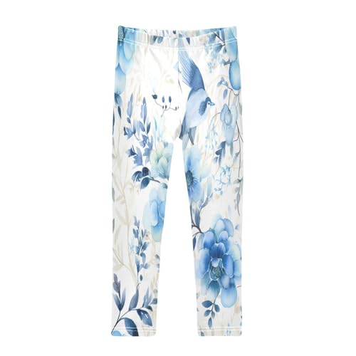 Bolaz Toddler Girls Leggings Printed Yoga Pants Leggings Blue Painting Flower for Kids