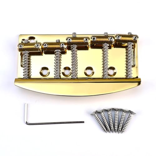 OVSAL - Puente de guitarra eléctrica de 5 cuerdas de acero inoxidable, placa de sillín de 19 mm (3/4...