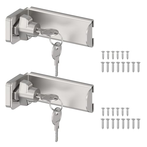 Image of 3.3 inch Keyed Sliding Barn Door Lock, 90 Corner Latch (Silver-2 Pcs)