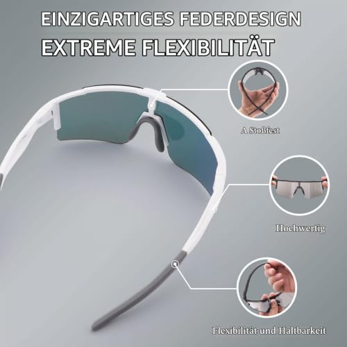 BangLong Polarisierte Sonnenbrille, Fahrradbrille Herren Damen UV 400 Schutz mit 3 Wechselgläser… – Ansicht 3