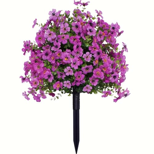 Fleurs artificielles d'extérieur avec piquet pour jardin, terrasse, pots de fleurs et porche, fleurs décoratives réalistes pour intérieur et extérieur,...