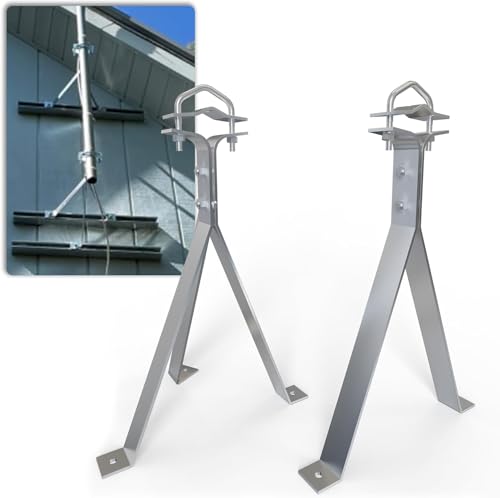 Image of 12 inch Heavy-Duty Antenna Mast, Antenna Wall Mount, Windproof Antenna Mounting Bracket for TV Antenna Mast (3-Leg + 2-Leg)