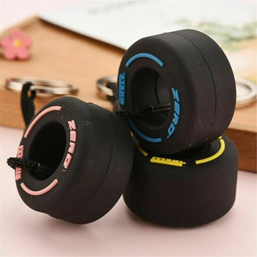 ASkinds 4Pcs Racing Tire Keychain, Wheel Tyre Auto Keychain Decoration Charms Best Gifts for Unisex Multicolor