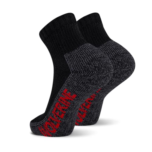 Wolverine Men's Steel Toe Cotton Work Boot Ankle Socks - 2 Pairs - Durable Cushioning