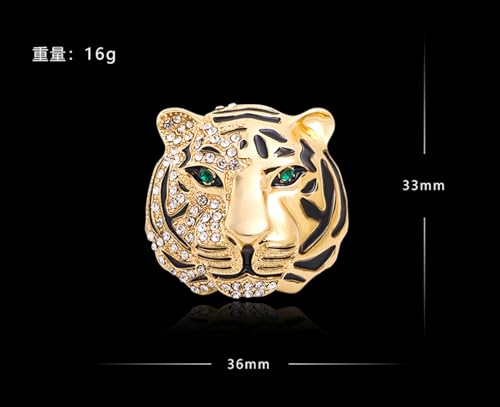 Image of Premium Rhinestone Tiger Brooch Pin Gold Silver Tiger Head Brooch Lapel Pins Vintage Punk Style Animal Brooch Domineering Cool Tiger Brooch Clothes Hats Bags Suits Banquets Party Costumes Jewelry for Women and Men