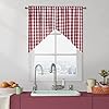 Red white swag valance curtains for kitchen 36 inches lengthburgundy buffalo check farmhouse pattern short bathroom window curtainplaid gingham design half window treatment28x36x2redwhite  urban country home decor