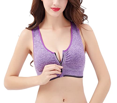 Image of Hiking Gril Women's Zip Front Sports Bra Wireless Post-Surgery Yoga Bras