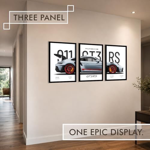 Image of CodersParadise Framed Wall Poster (12x18 Inch) | Inspirational Quote Wall Art | Minimalist Motivational Home Decor for Living Room & Office | Ready-to-Hang Display Frame (Porsche GT3RS)