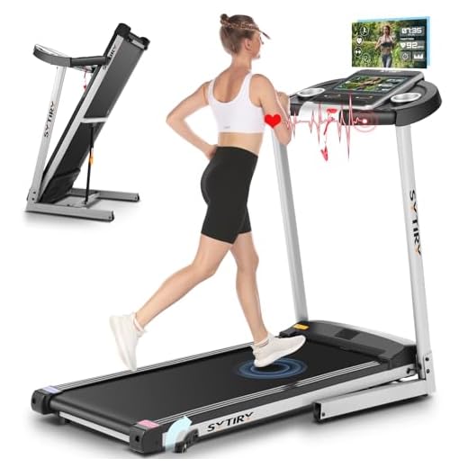 SYTIRY Incline Treadmills for Home with TV Screen and WiFi, 3.25HP Smart Walking Pad Treadmill with Incline, Heavy Duty Foldable Electric Running Machine with 10” Touchscreen, 3D Virtual Sports Scenes