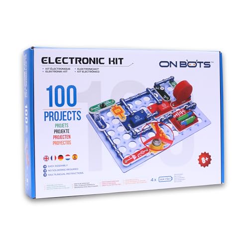 OnBots 100 STEM Electronics Kit for Kids | Age 8 + | Build 100 Science Projects to Learn Circuits & Engineering | 34 Parts & Full Colour Manual | Perfect Christmas and Birthday Gift for Boys & Girls