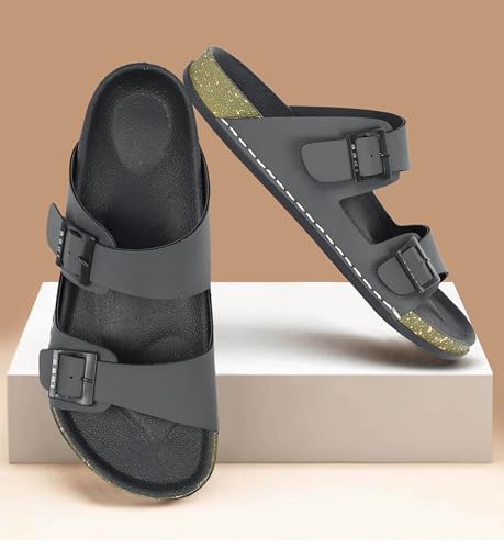 Image of AADI Men's Synthetic Leather Lightweight Comfortable Indoor Outdoor Daily Use Casual Slides /Slippers /Sandals /Floaters